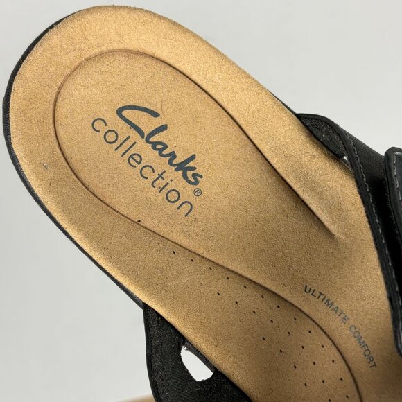 Clarks Laurieann Cove Three Strap Sandals Womens 10 Black Leather Hook and Loop - Picture 8 of 10